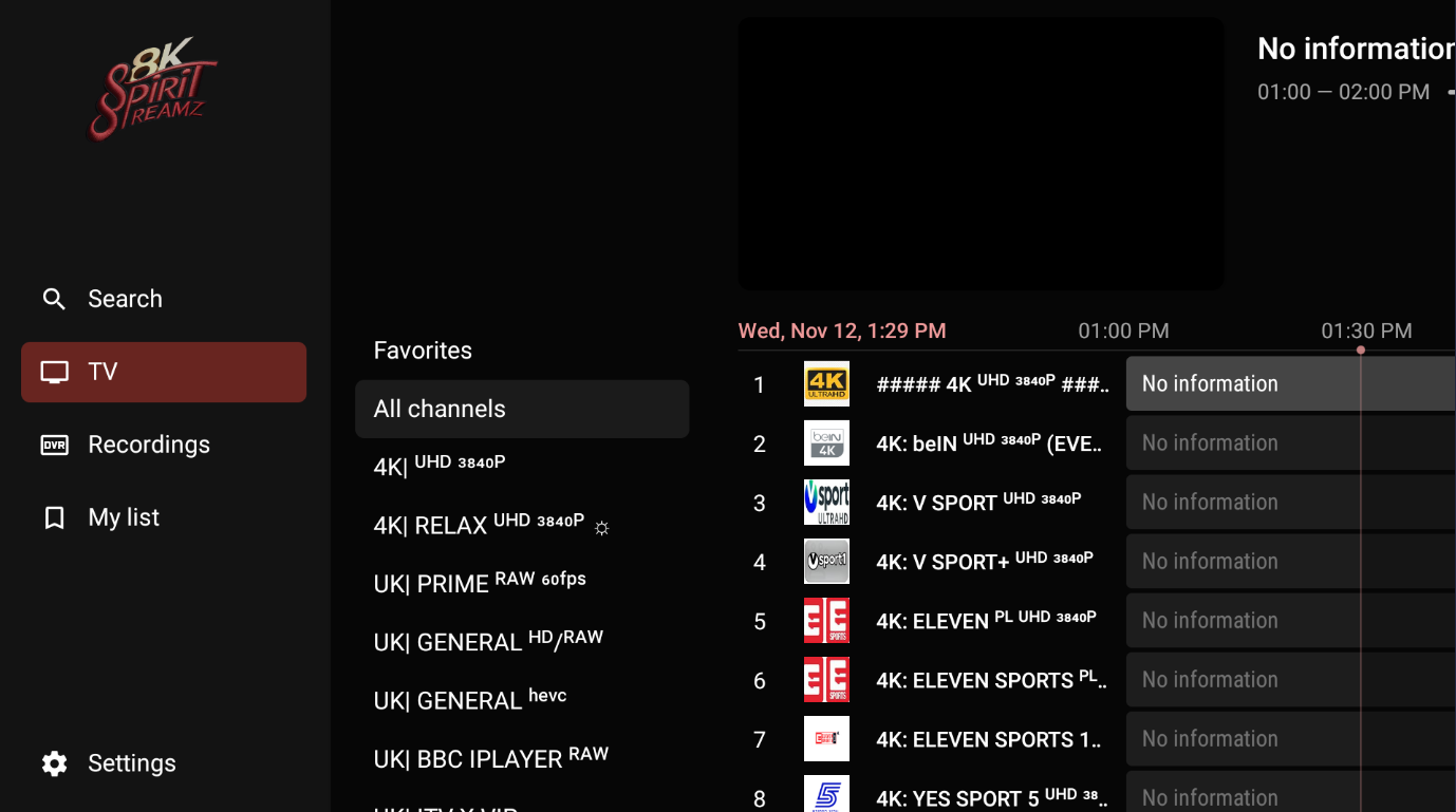 Spirit Streamz 8K (Tivimate)